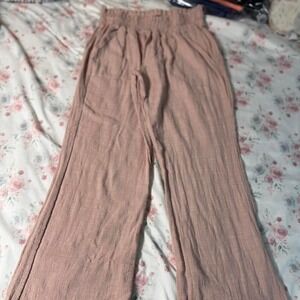 Rewash Los Angeles Women's Pants Size M Pink Cotton Gauze Boho Wide Leg Casual